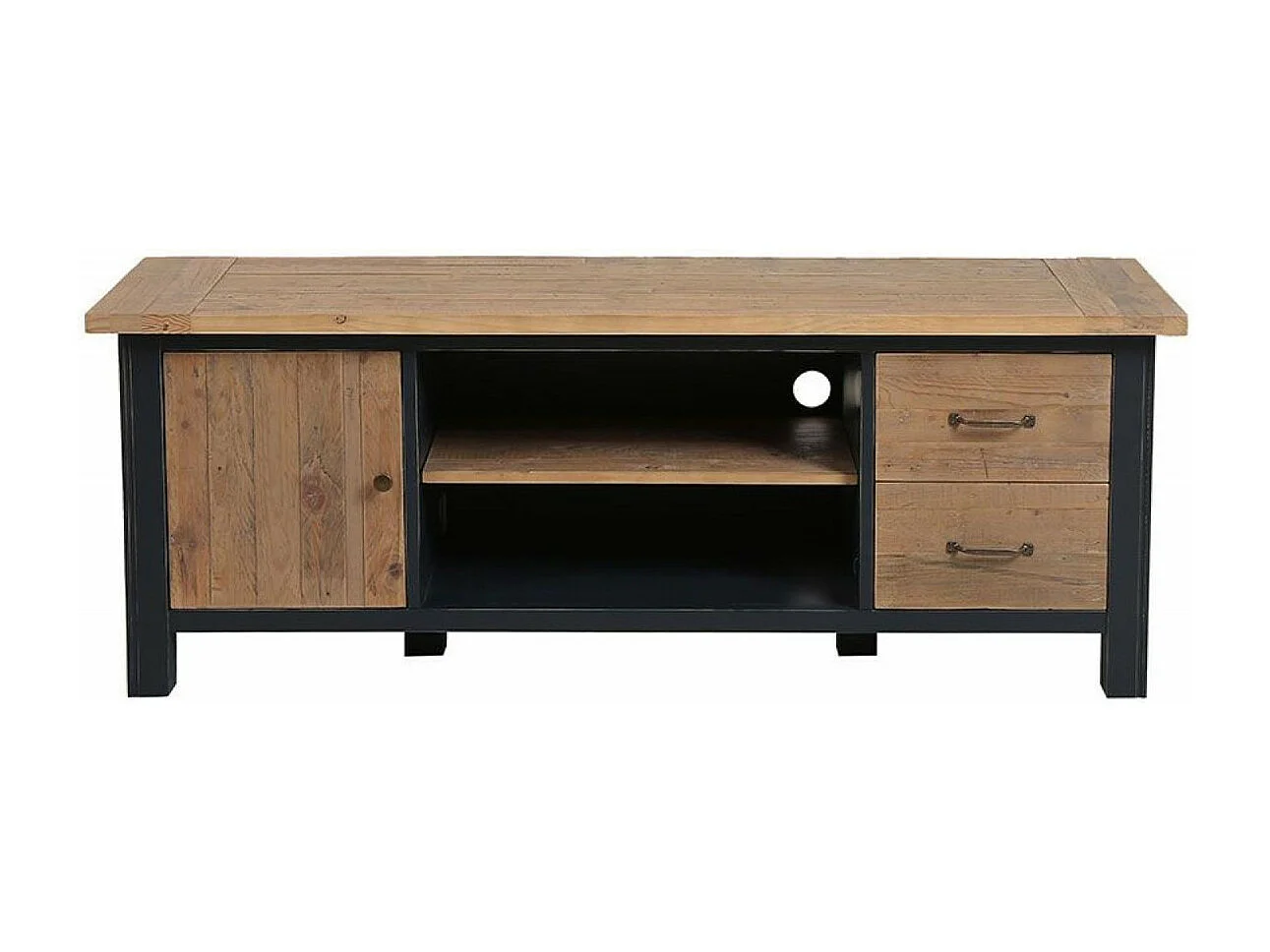 Meuble tv avec rangements Bois Noir - Rivages Interior's