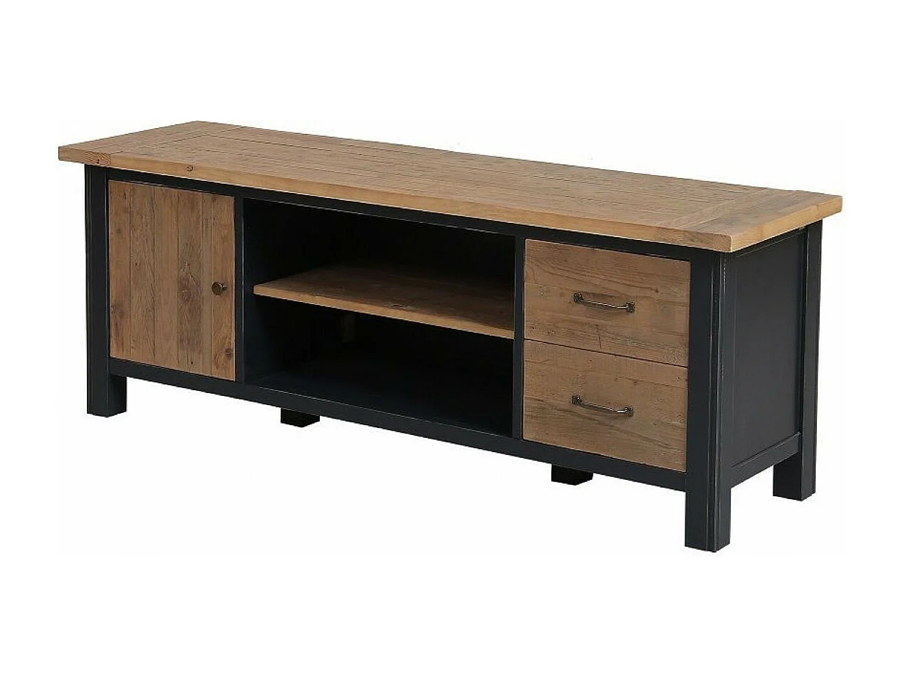 Meuble tv avec rangements Bois Noir - Rivages Interior's