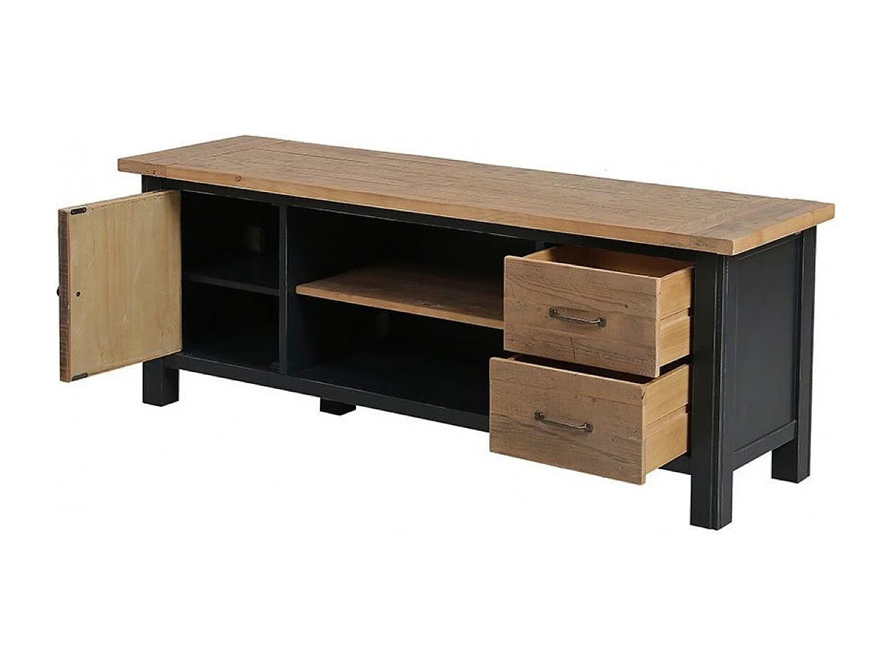 Meuble tv avec rangements Bois Noir - Rivages Interior's