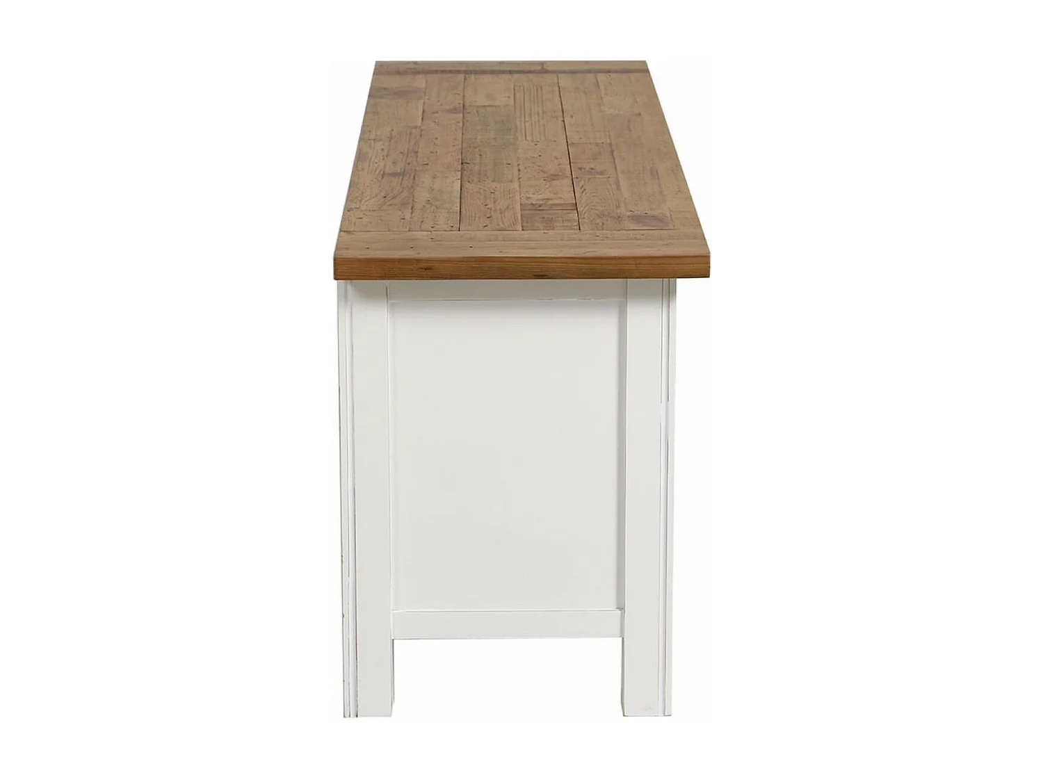 Meuble tv avec rangements Bois Blanc - Rivages Interior's