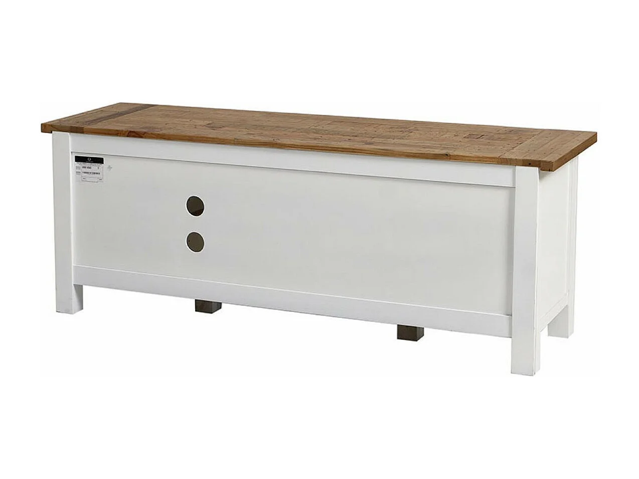 Meuble tv avec rangements Bois Blanc - Rivages Interior's