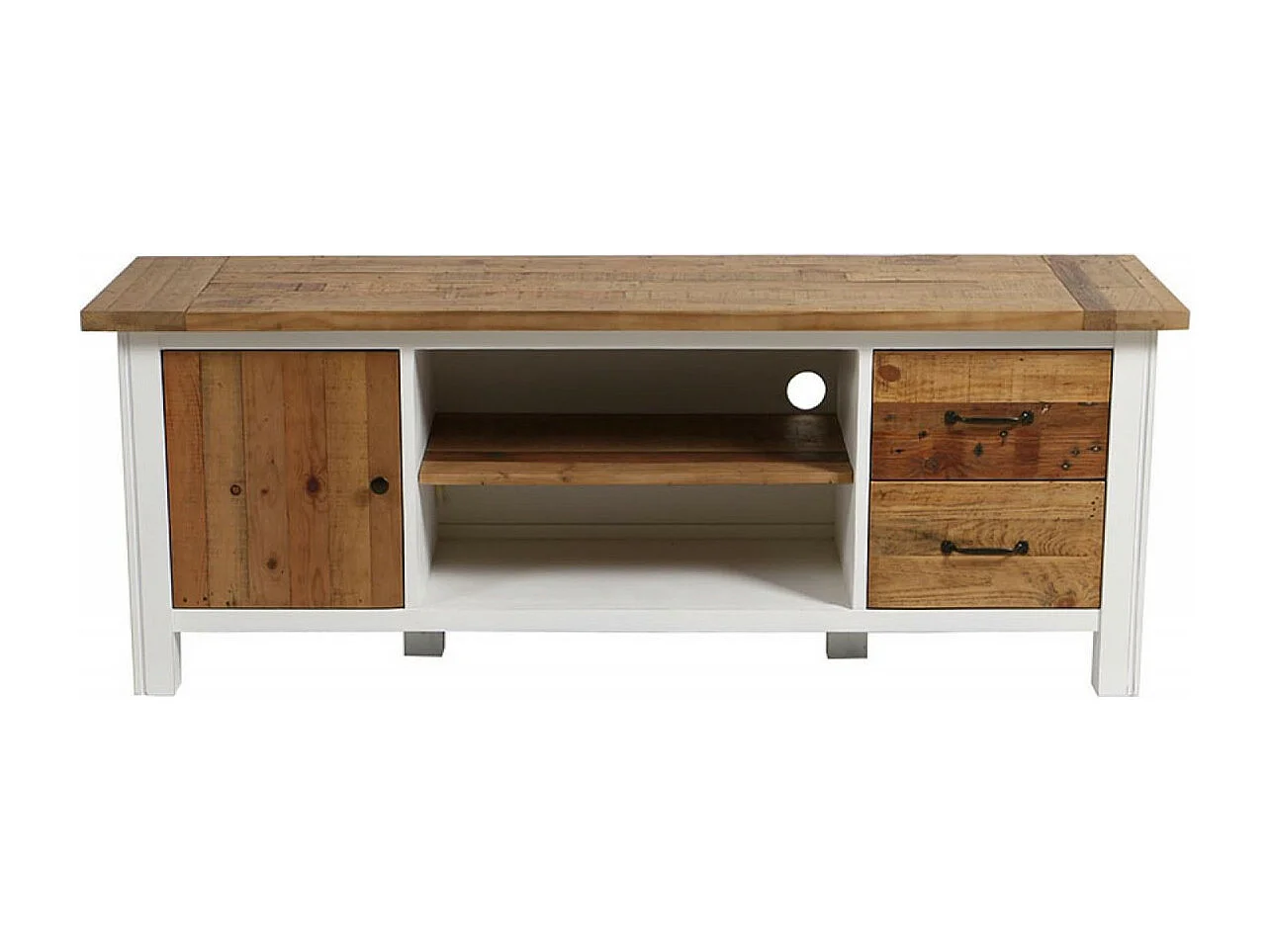 Meuble tv avec rangements MDF Blanc - Rivages Interior's