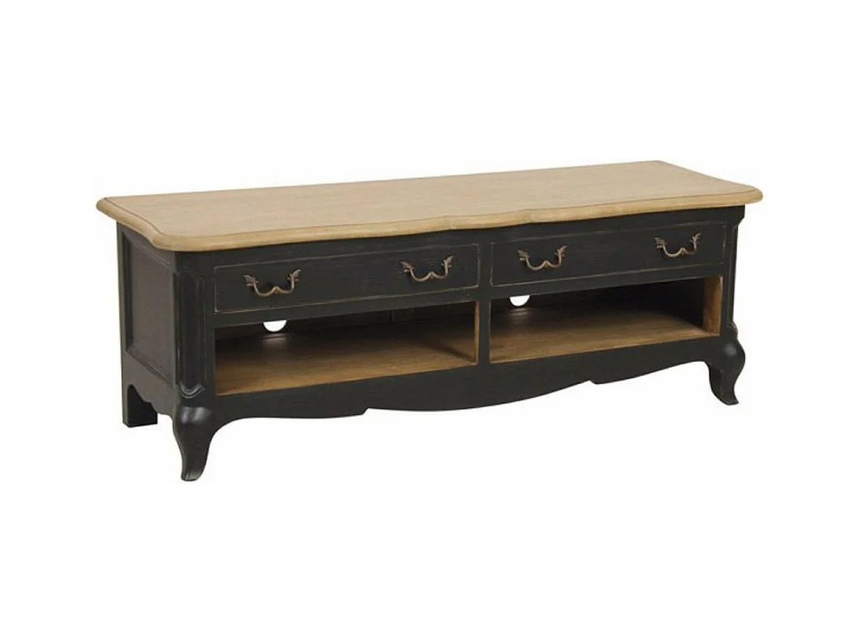 Meuble tv avec rangements Bois Noir - Manoir Interior's