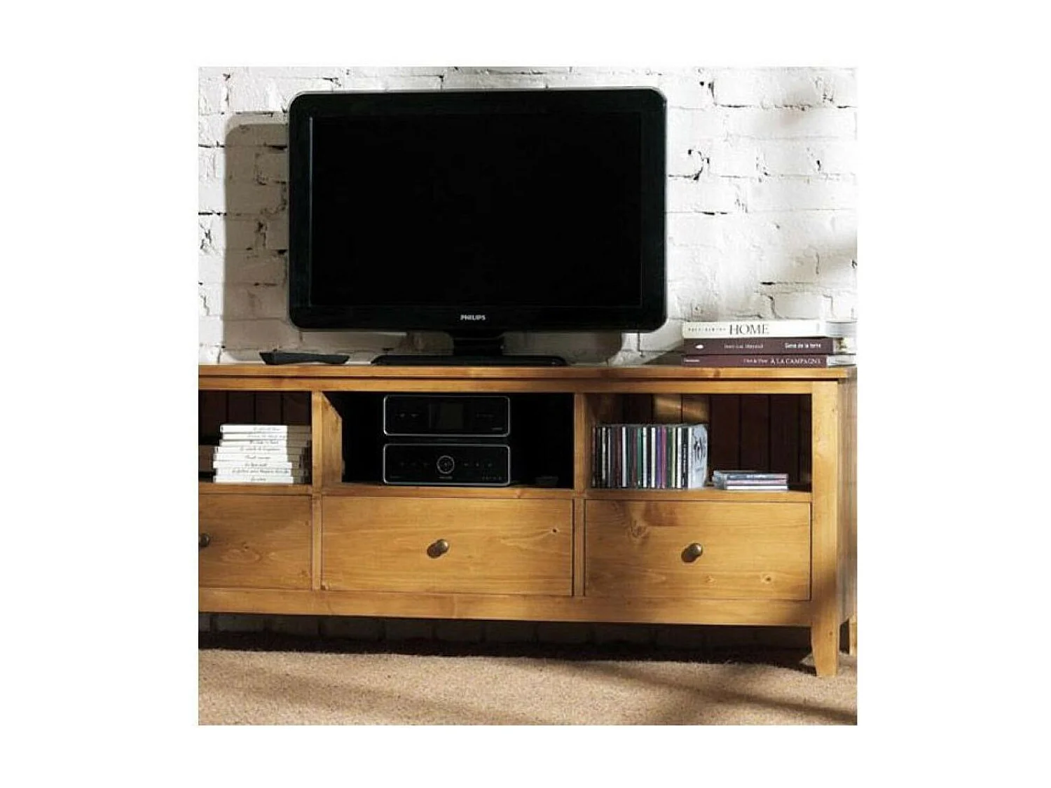 Meuble tv 3 tiroirs Bois Marron - First Interior's