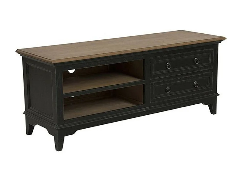 Meuble tv 2 tiroirs Bois Noir - Esquisse Interior's