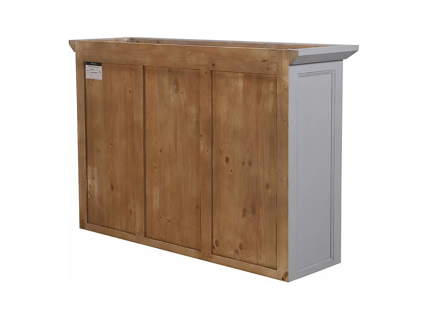 Haut de buffet vaisselier 3 portes vitrées Bois Gris - Brocante Interior's