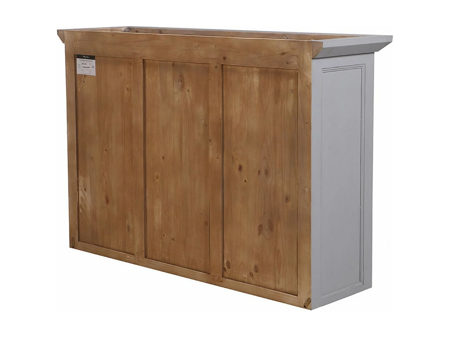 Haut de buffet vaisselier 3 portes vitrées Bois Gris - Brocante Interior's