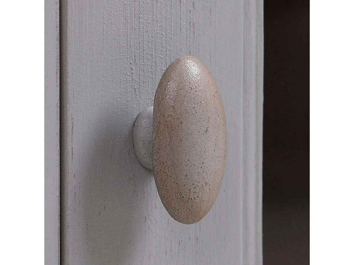 Haut de buffet vaisselier 3 portes vitrées Bois Gris - Brocante Interior's