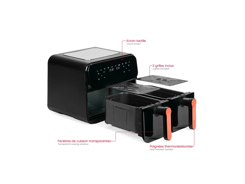 Livoo Friteuse sans huile 2 x 4.5l 2400w noir - DOC316