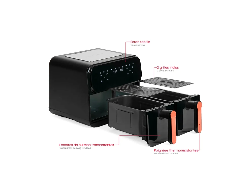 Livoo Friteuse sans huile 2 x 4.5l 2400w noir - DOC316