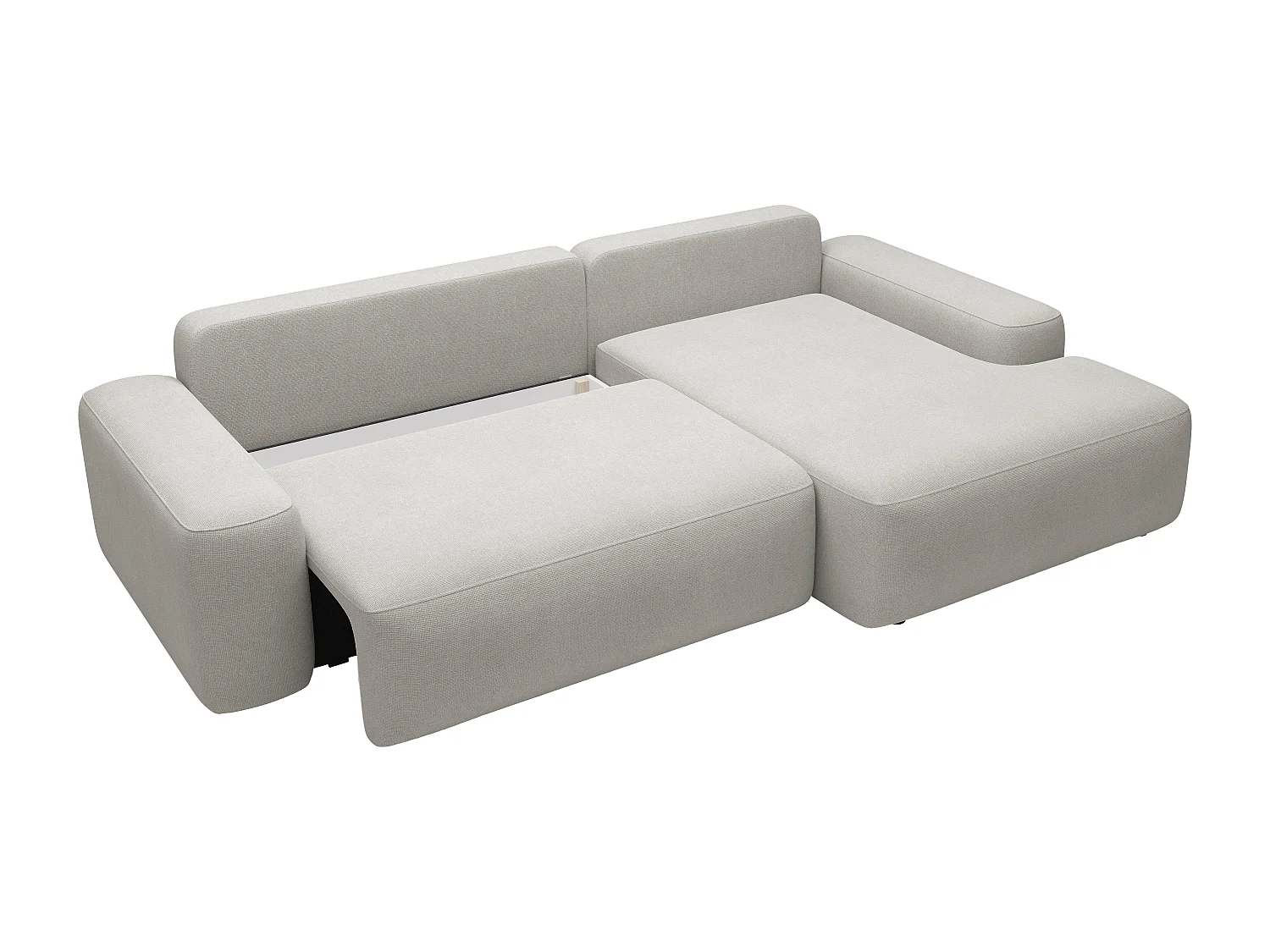 Canapé d'angle droit convertible en tissu texturé gris clair DAVISO