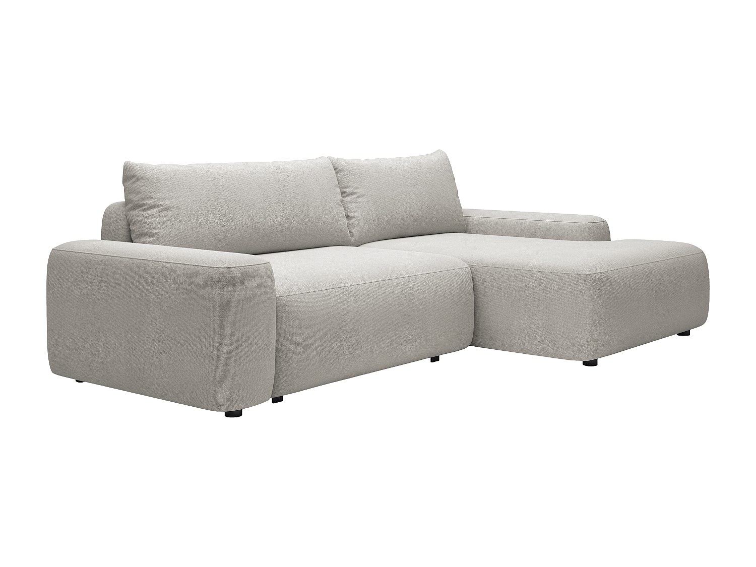 Ecksofa mit Schlaffunktion - Ecke rechts - Strukturstoff - Hellgrau - DAVIS günstig online kaufen