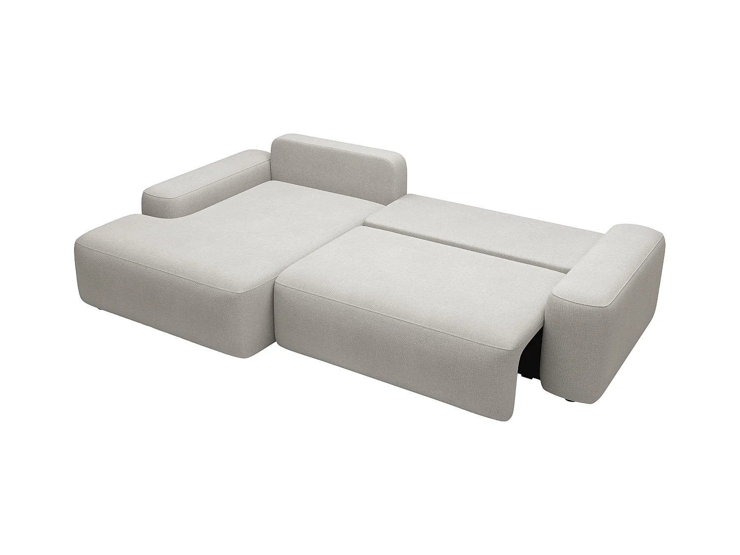 Ecksofa mit Schlaffunktion - Ecke links - Strukturstoff - Hellgrau - DAVISO
