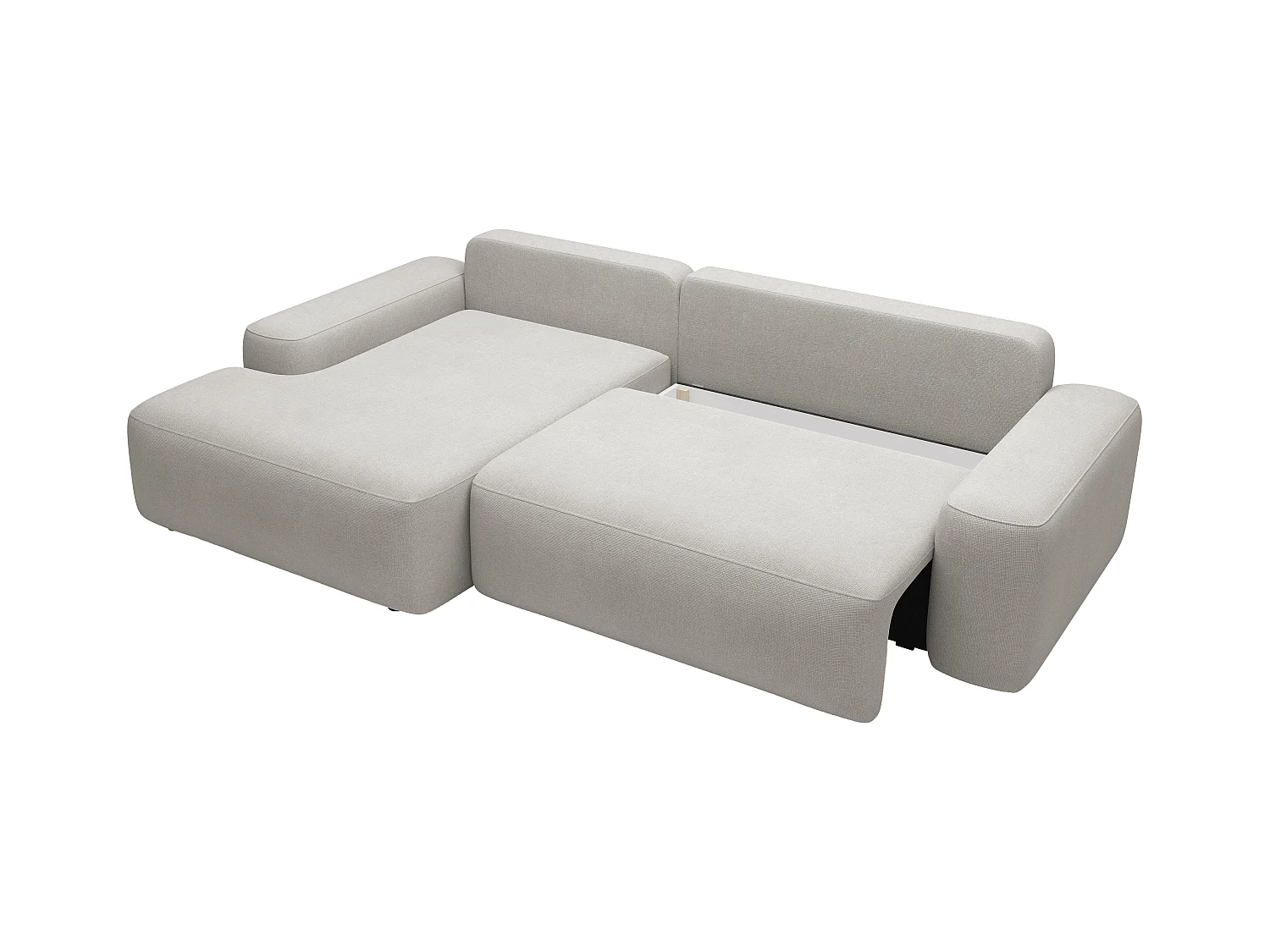 Ecksofa mit Schlaffunktion - Ecke links - Strukturstoff - Hellgrau - DAVISO
