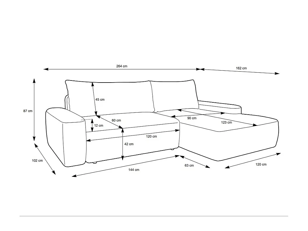 Ecksofa mit Schlaffunktion - Ecke links - Strukturstoff - Hellgrau - DAVISO
