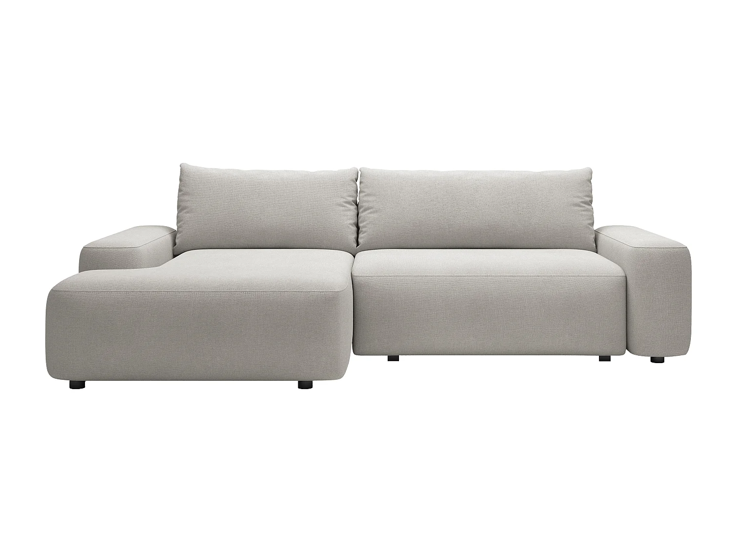 Vänstervänd bäddsoffa i ljusgrått texturerat tyg DAVISO