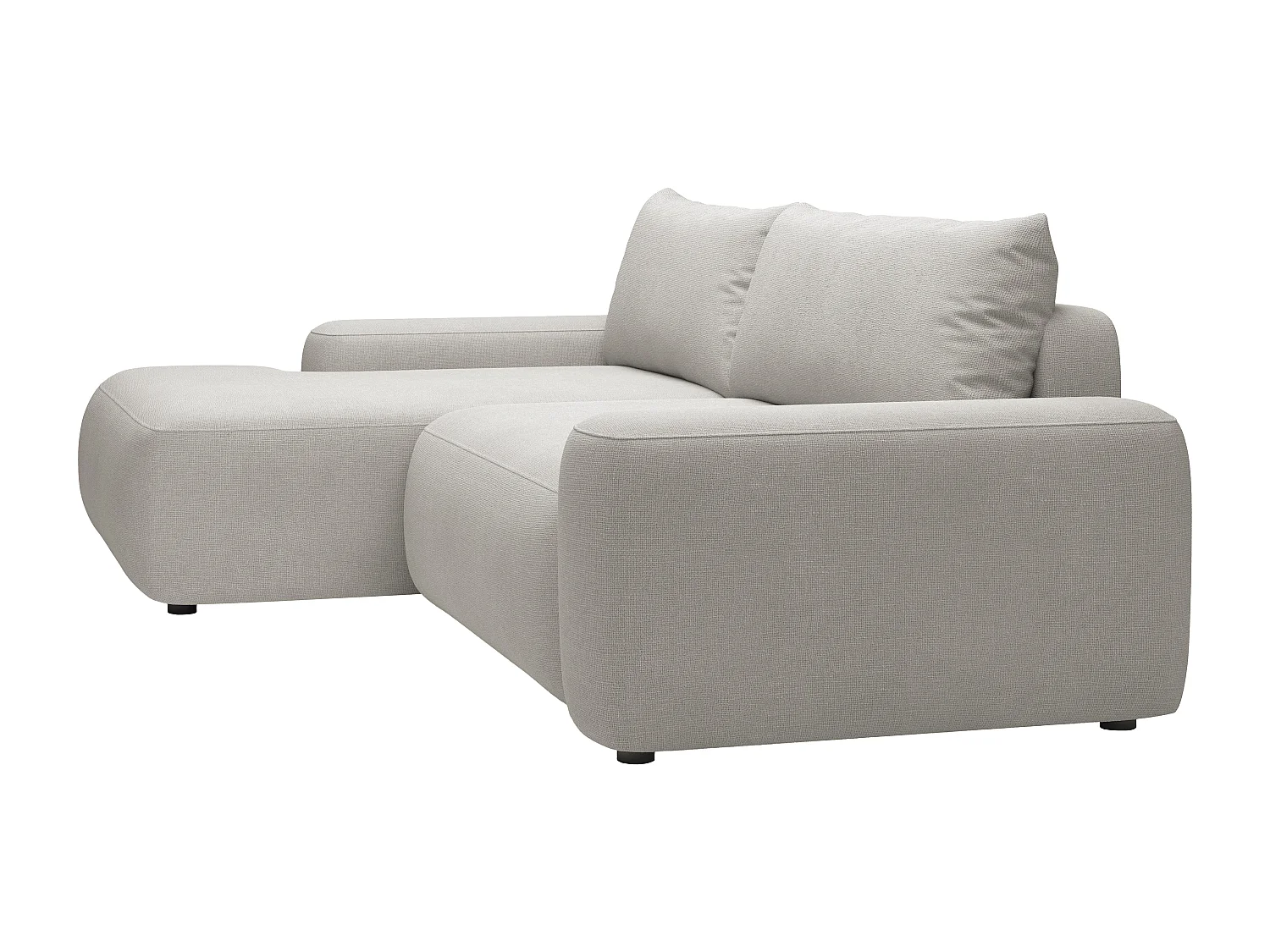 Vänstervänd bäddsoffa i ljusgrått texturerat tyg DAVISO