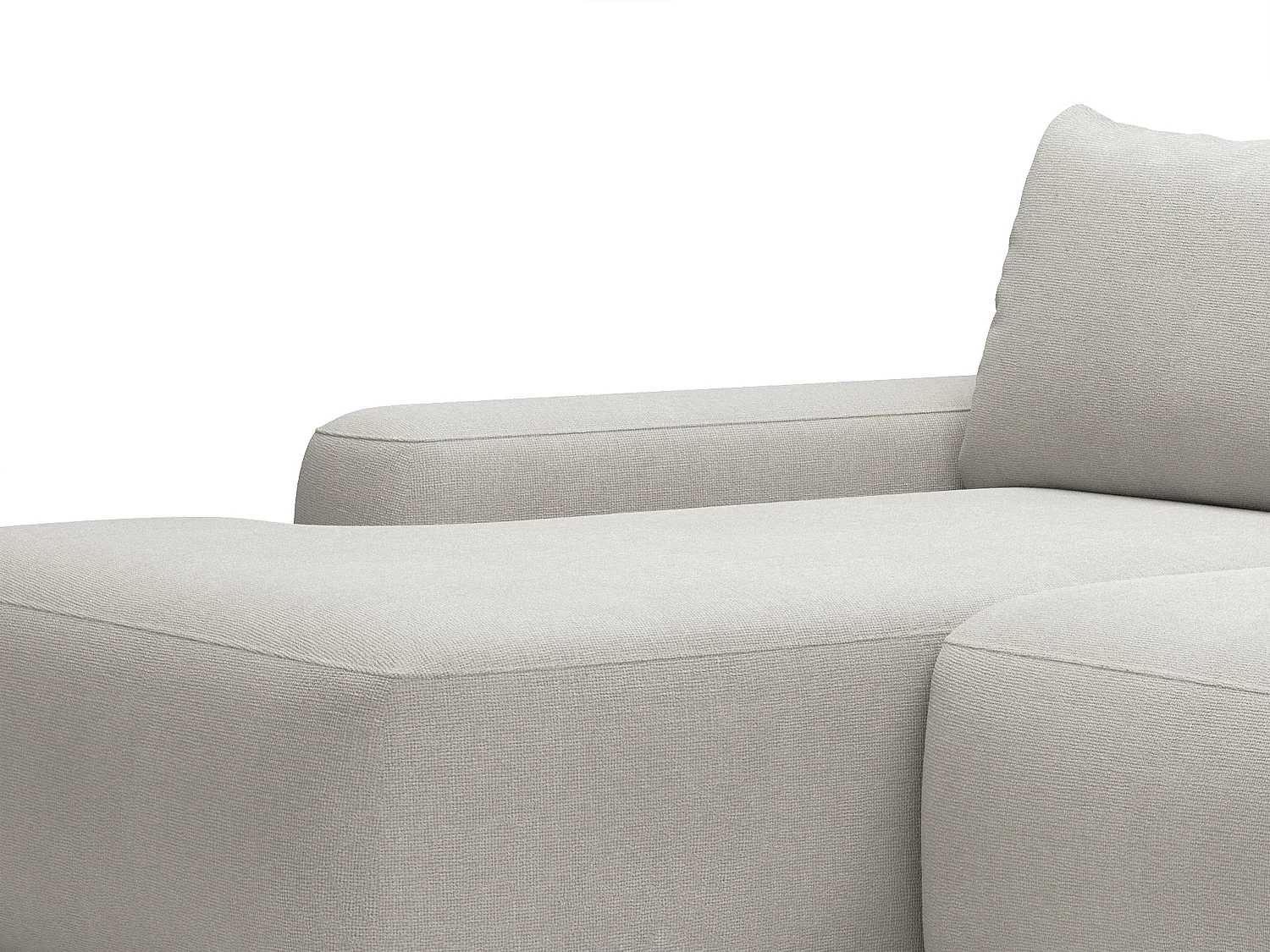 Vänstervänd bäddsoffa i ljusgrått texturerat tyg DAVISO