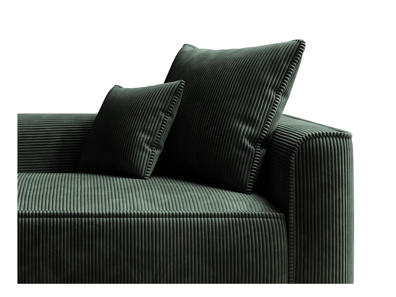 Chaise longue met hoek links van groen ribfluweel PINETA