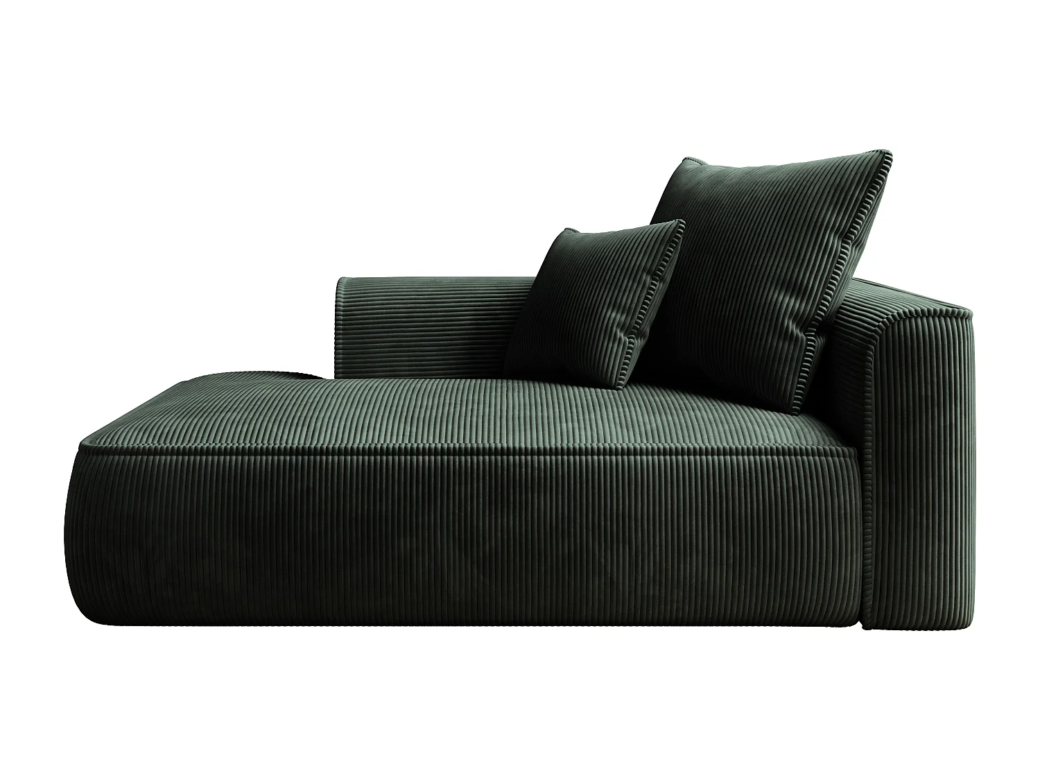 Méridienne gauche en velours côtelé vert PINETA