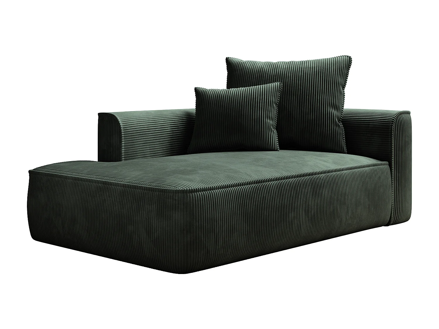 Méridienne gauche en velours côtelé vert PINETA