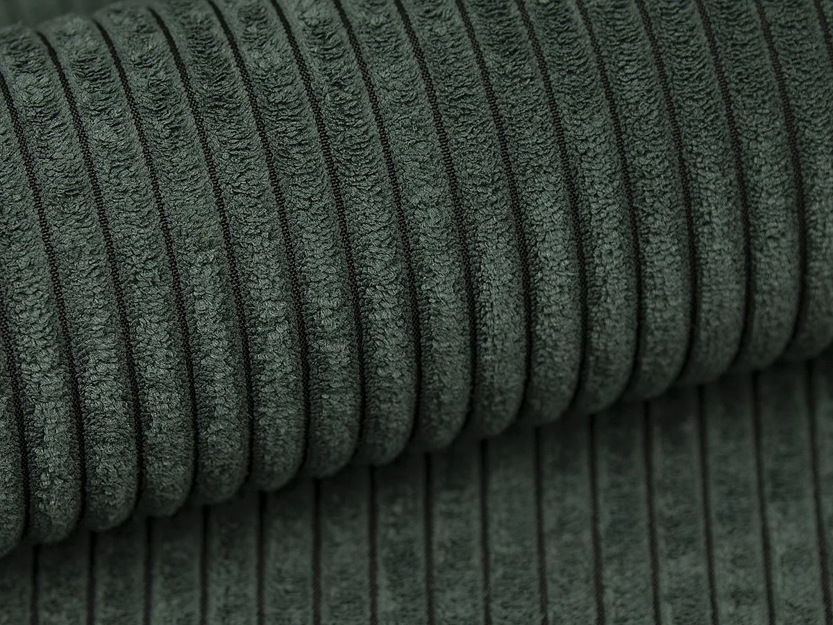 Méridienne gauche en velours côtelé vert PINETA