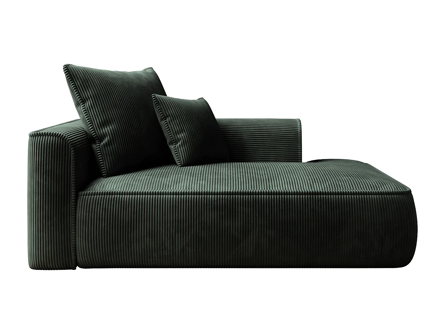 Chaise longue met hoek rechts van groen ribfluweel PINETA