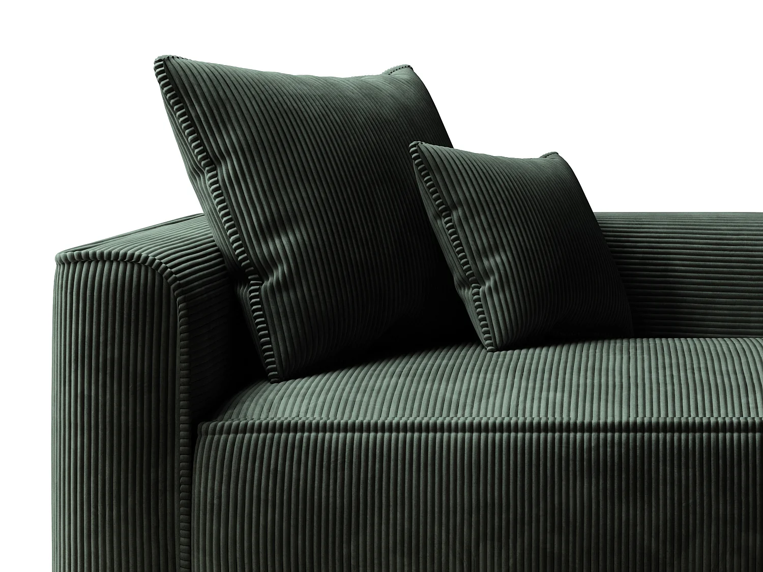 Chaise longue met hoek rechts van groen ribfluweel PINETA