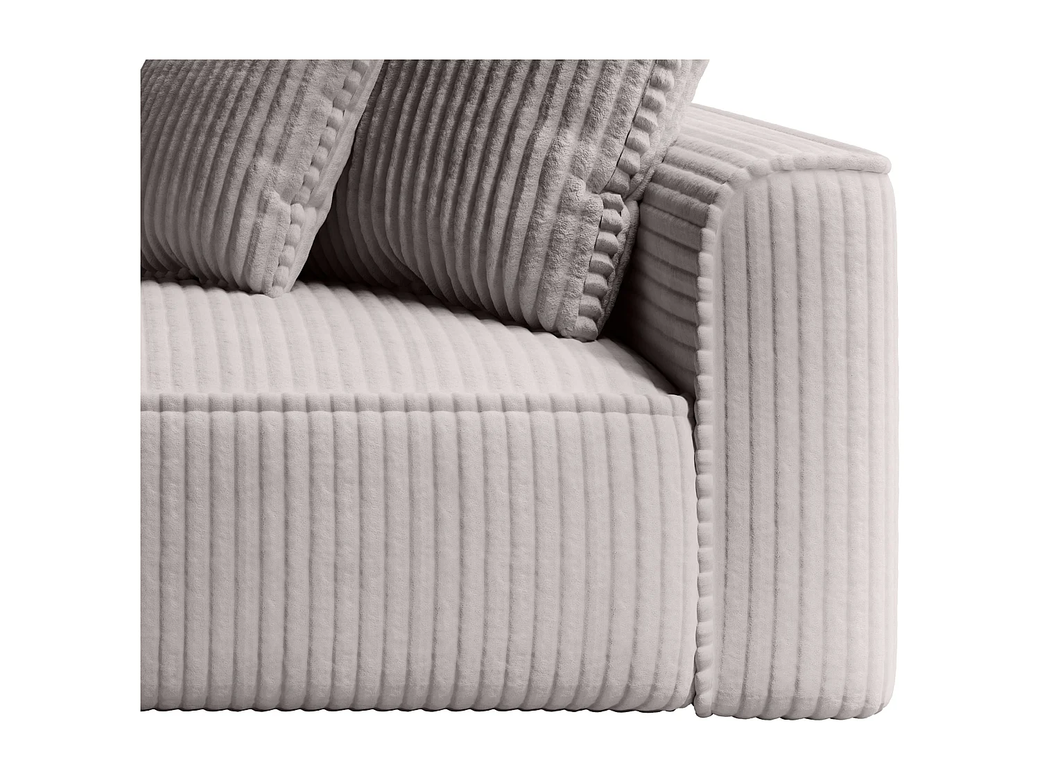 Chaise longue met hoek links van lichtgrijs ribfluweel met grove ribbels PINETA