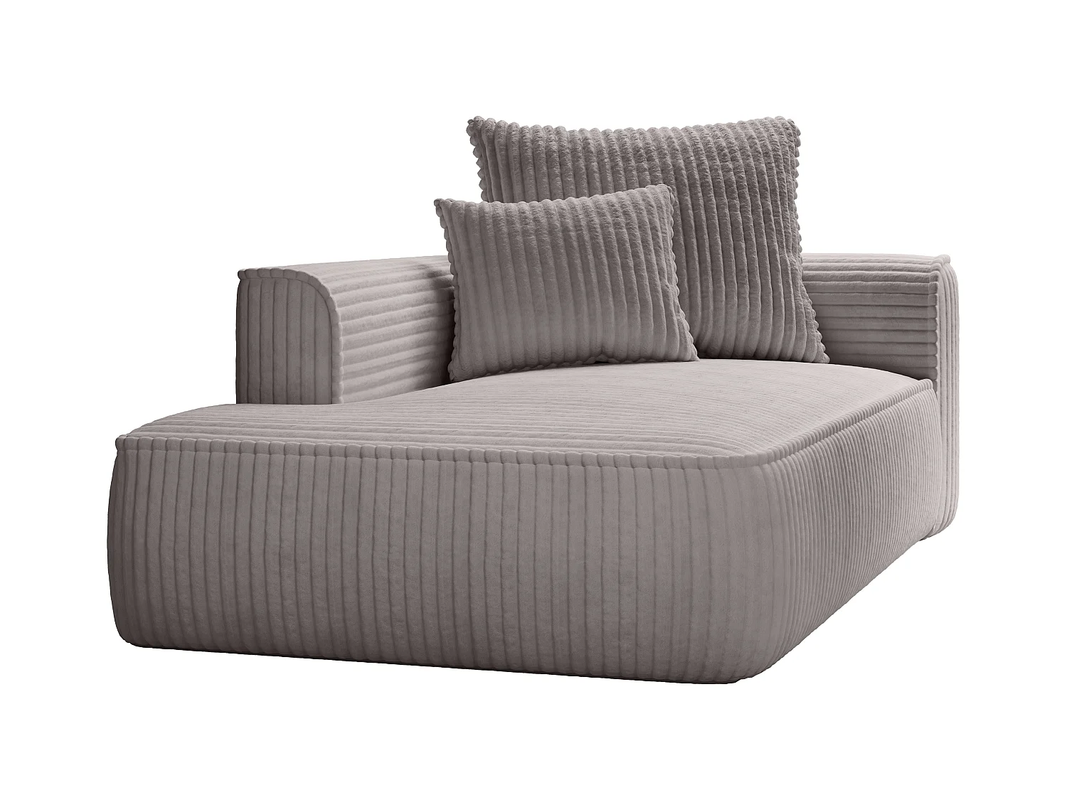 Recamiere - linksseitig - grob gerippter Cord - Hellgrau - PINETA