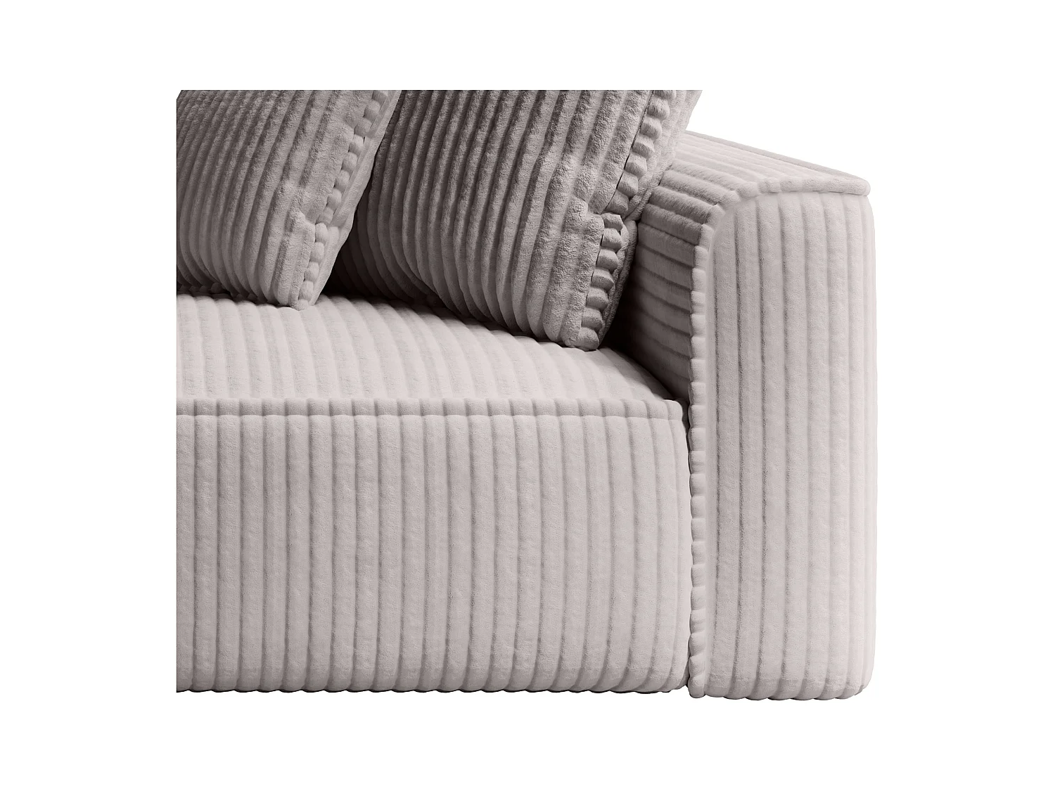 Recamiere - linksseitig - grob gerippter Cord - Hellgrau - PINETA