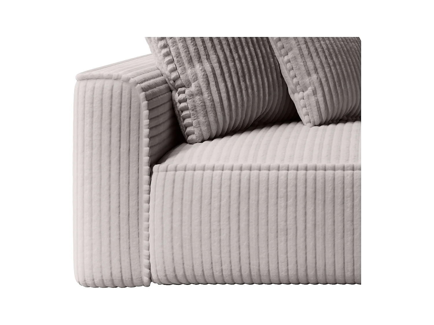 Recamiere - rechtsseitig - grob gerippter Cord - Hellgrau - PINETA