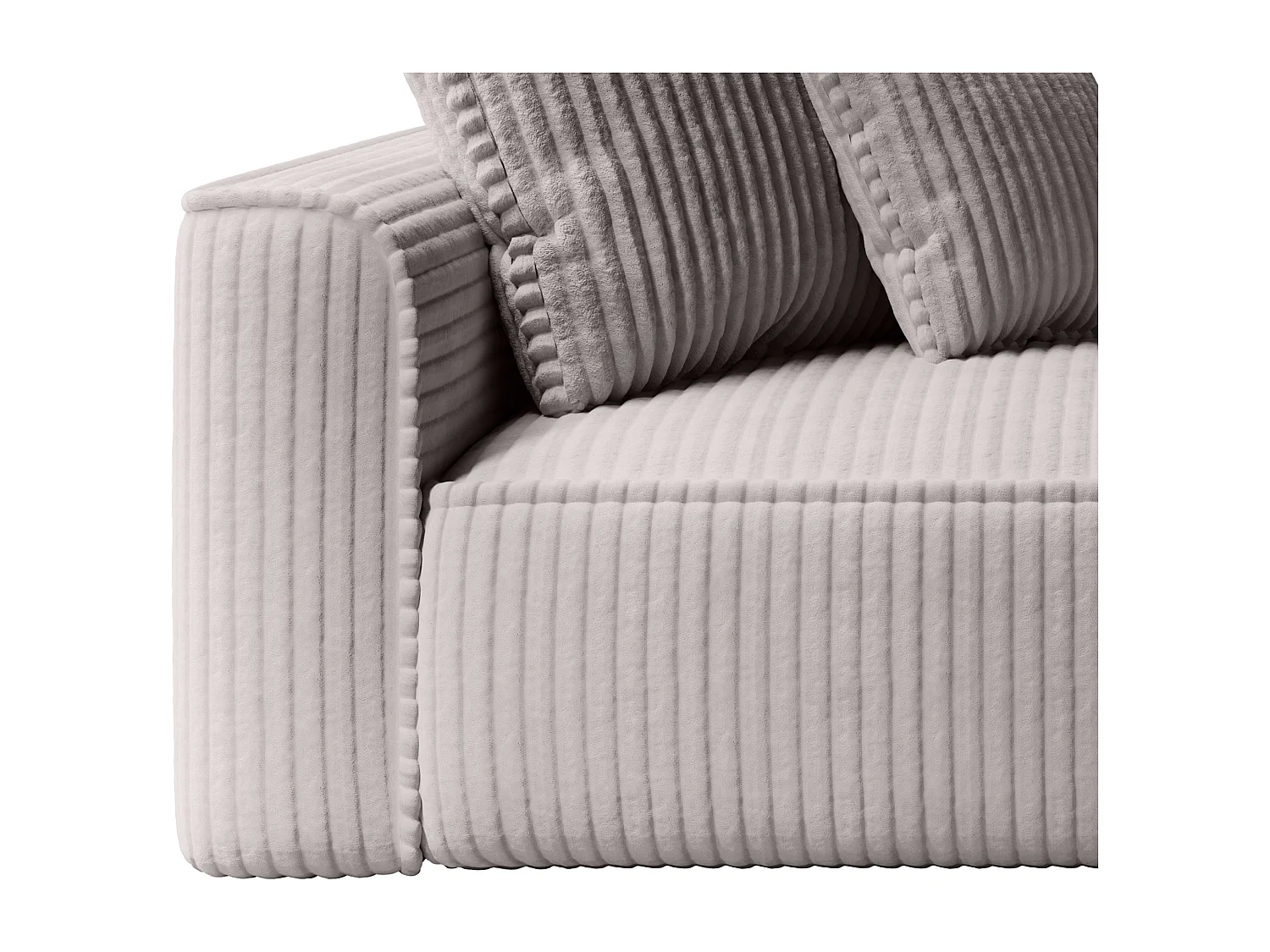 Høyrevendt chaiselongue i lysegrå kraftig kordfløyel PINETA