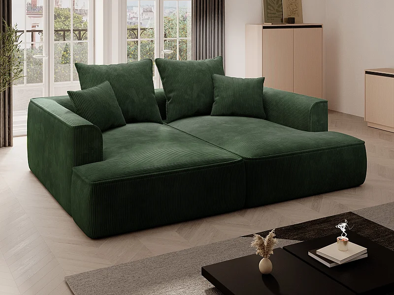 Sofa 3-Sitzer - tiefe Komfortsitzfläche - Cord - Grün - PINETA