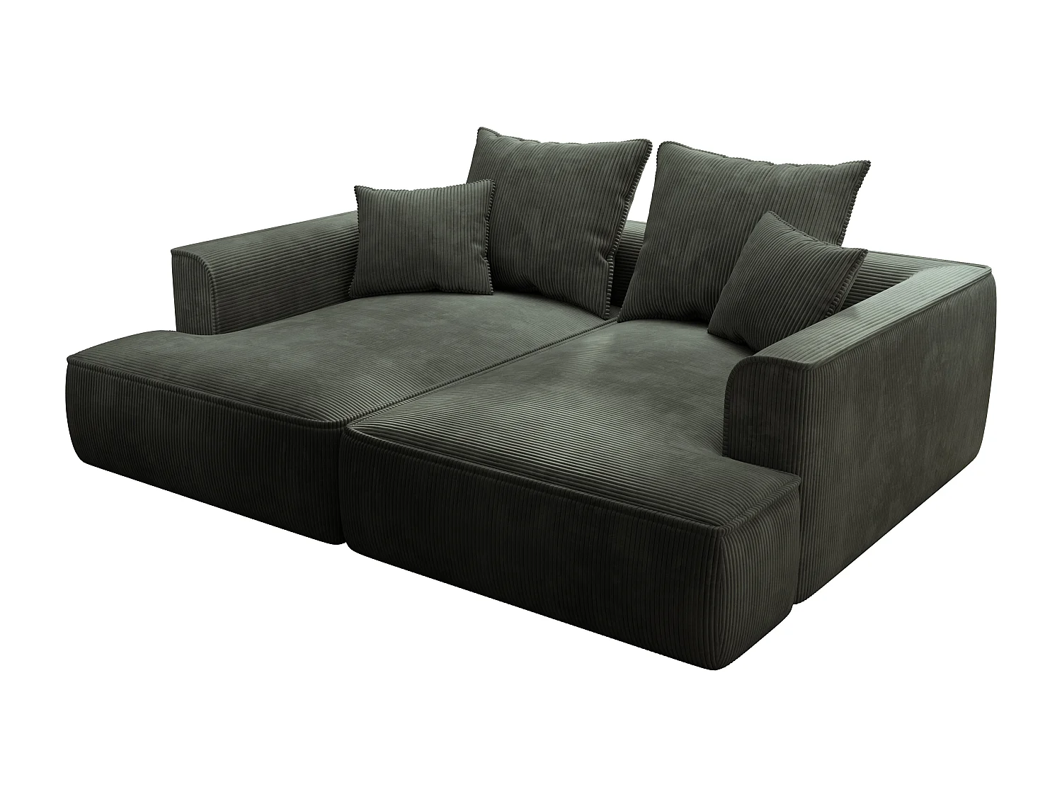 Kanapa 3-osobowa z głębokim siedziskiem z zielonego sztruksu - PINETA