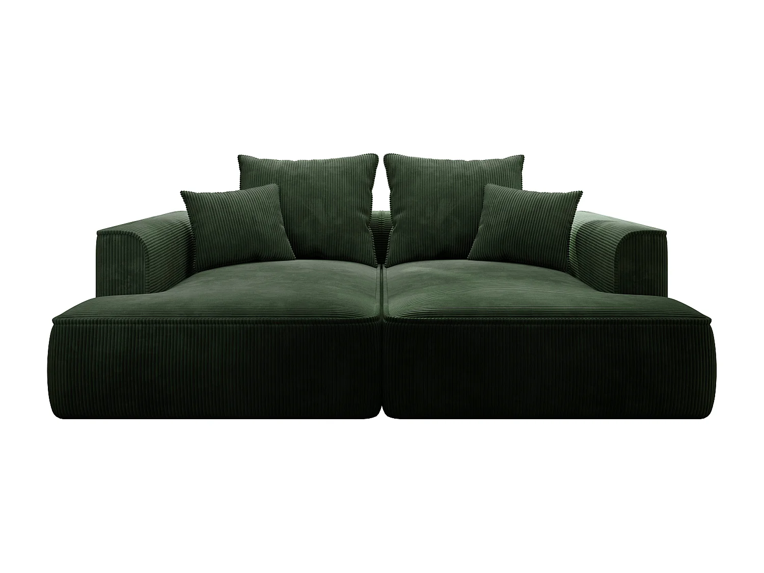 Canapé 3 places confort assise profonde en velours côtelé vert PINETA