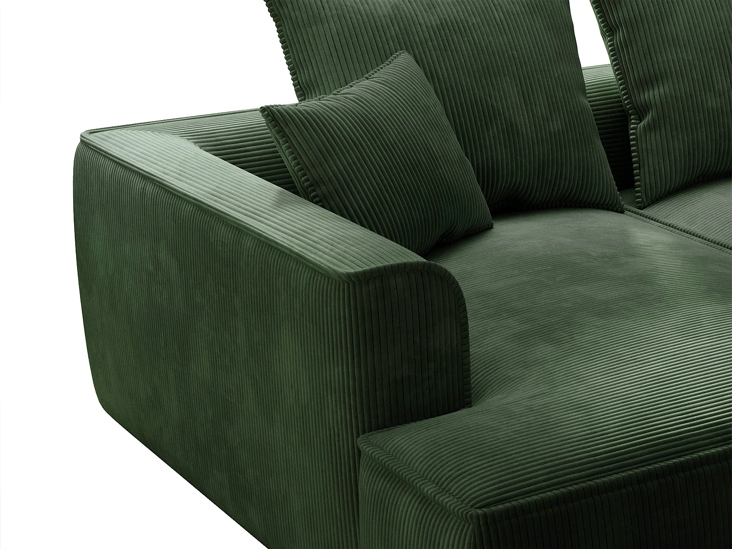 Canapé 3 places confort assise profonde en velours côtelé vert PINETA