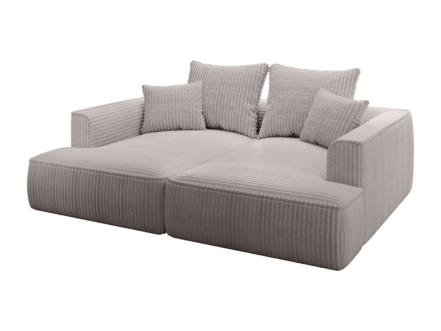 Canapé 3 places confort assise profonde en velours côtelé grosses côtes gris clair PINETA