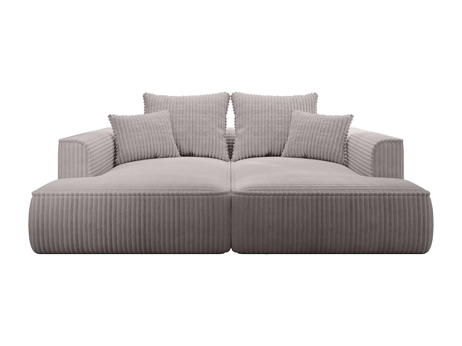 Canapé 3 places confort assise profonde en velours côtelé grosses côtes gris clair PINETA