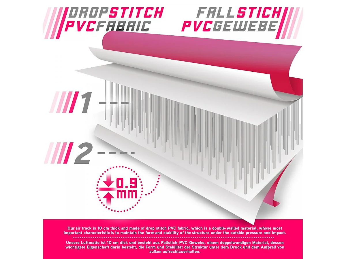 Turnmat / Yogamat - 800 x 100 x 10 cm - met elektrische pomp - Roze