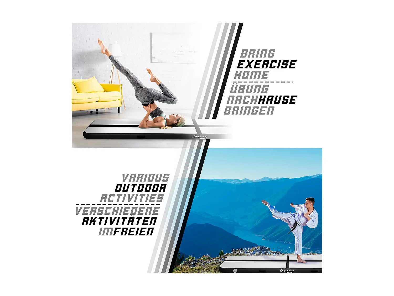 Turnmat / Yogamat - 500 x 100 x 10 cm - met elektrische pomp - Zwart