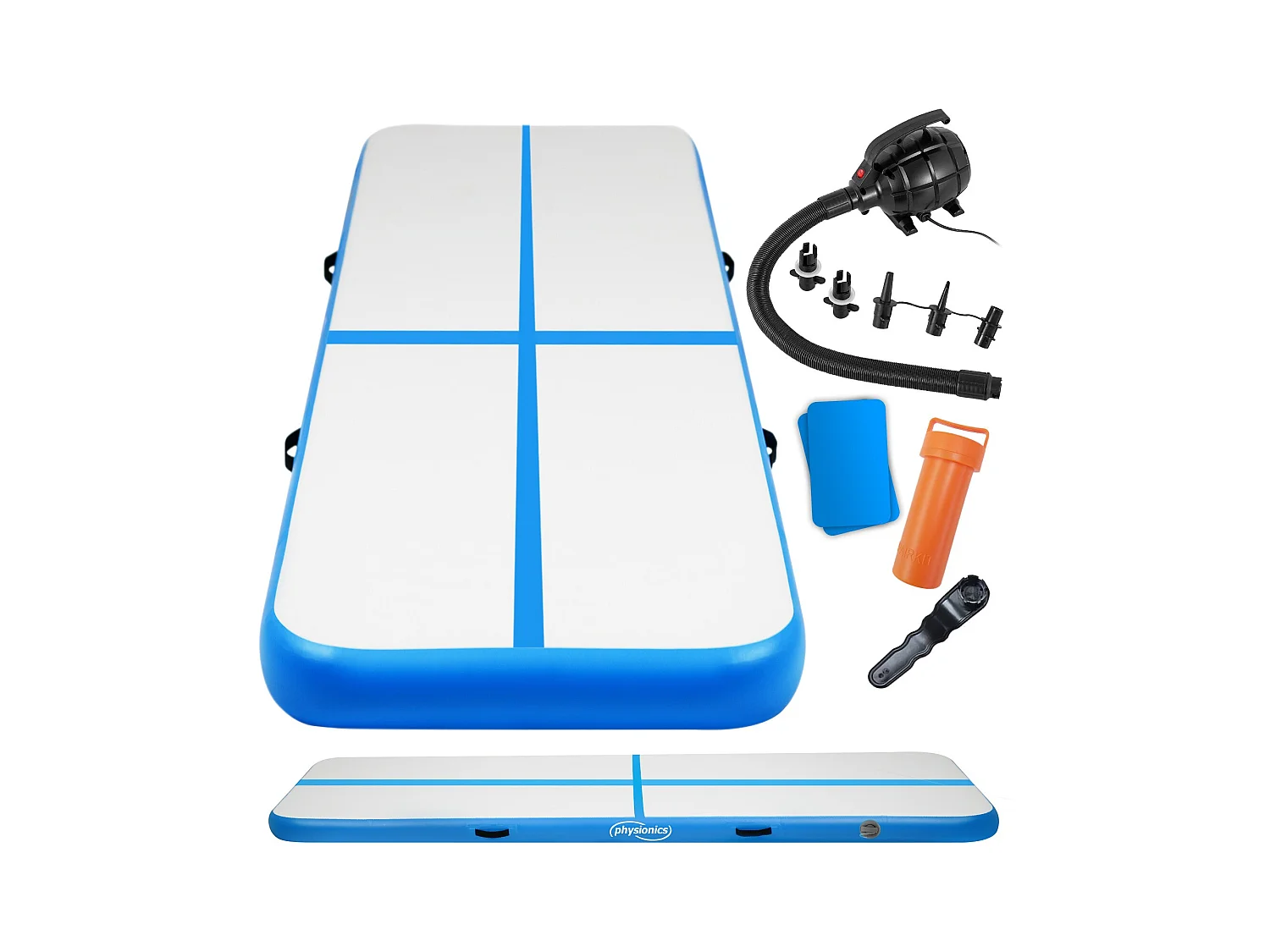 Turnmat / Yogamat - 600 x 100 x 10 cm - met elektrische pomp - Blauw