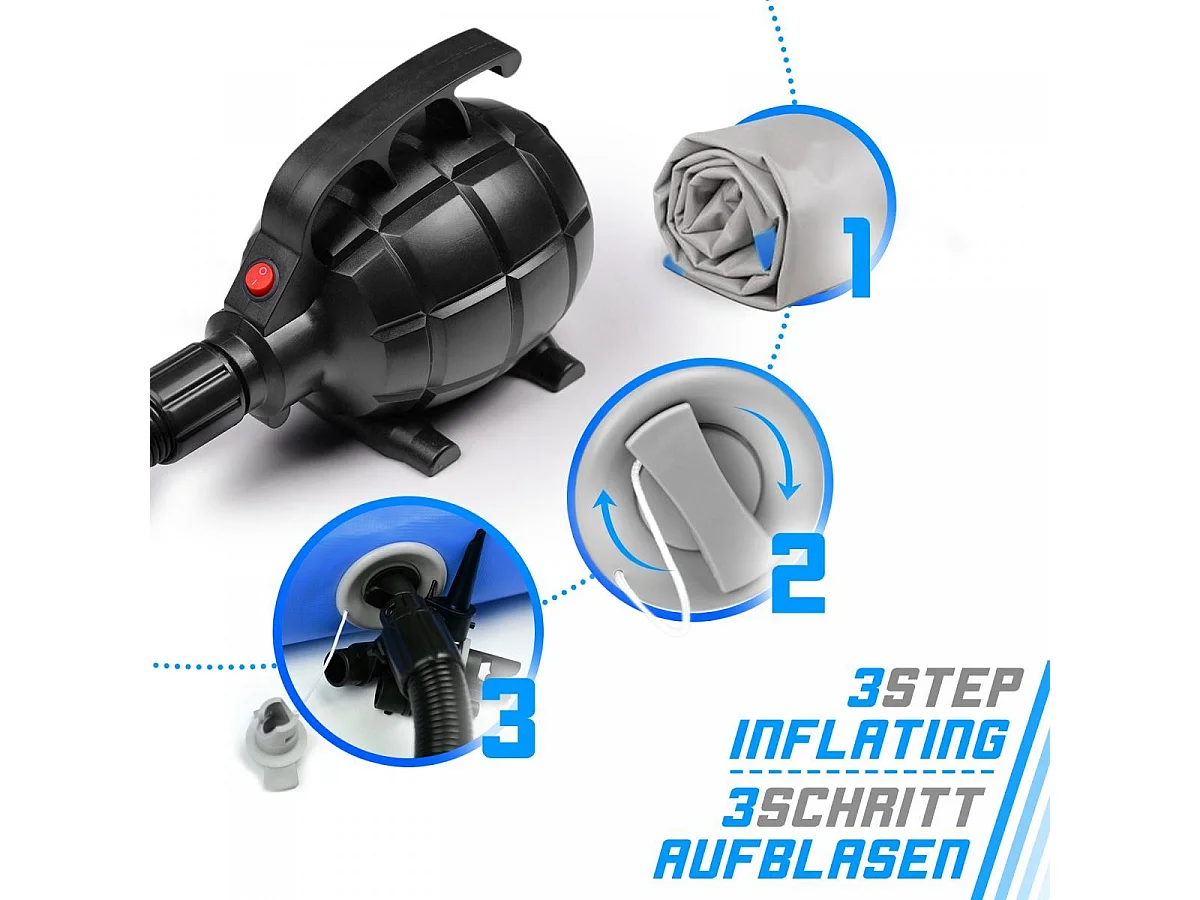 Turnmat / Yogamat - 600 x 100 x 10 cm - met elektrische pomp - Blauw