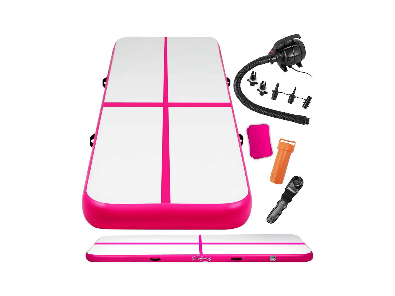 Tapis de gymnastique / Tapis de yoga - 400 x 100 x 10 cm - avec pompe électrique - rose