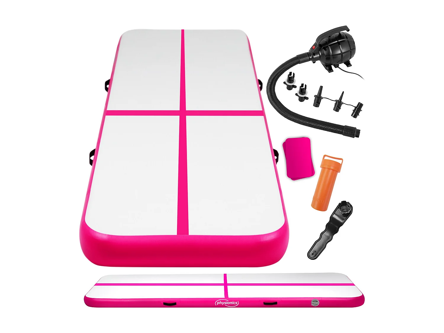 Tapis de gymnastique / Tapis de yoga - 700 x 100 x 10 cm - avec pompe électrique - rose