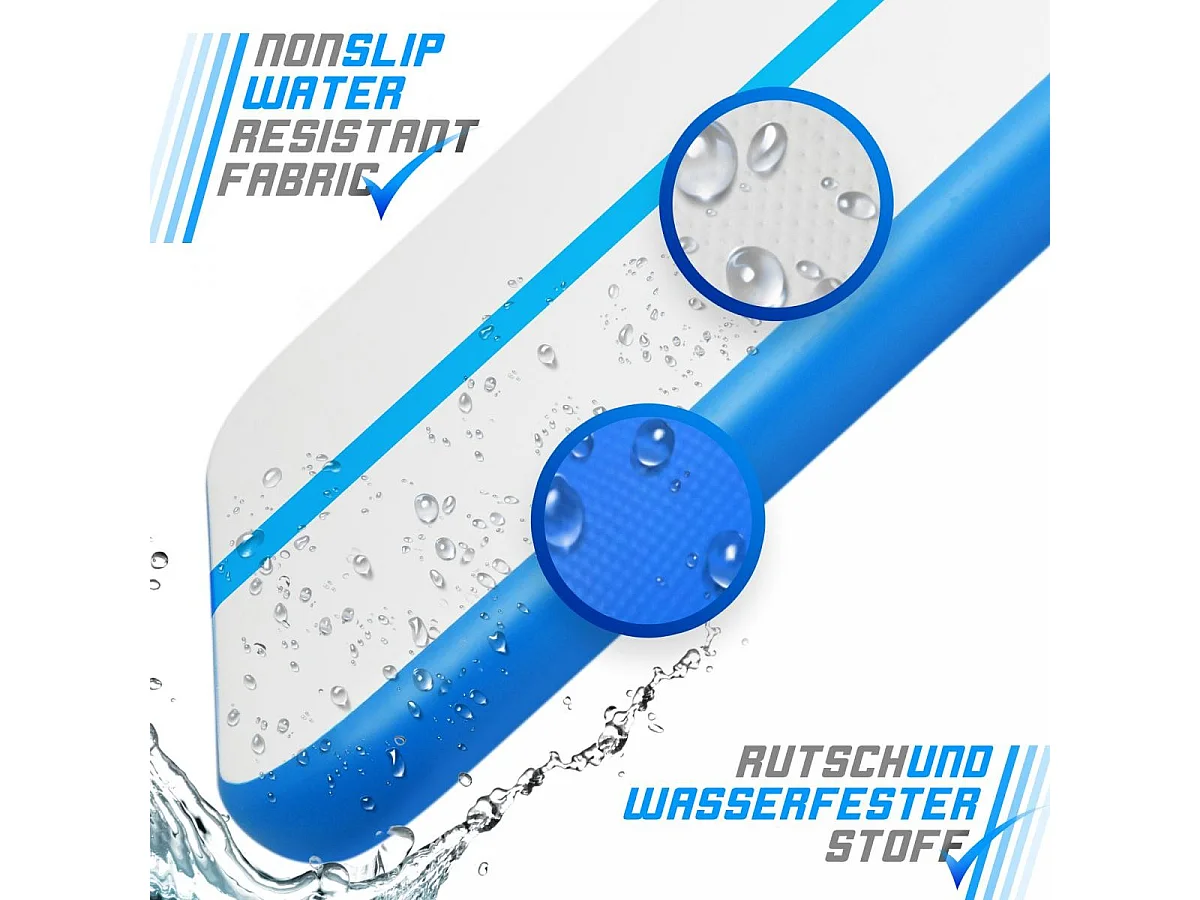 Tapis de gymnastique / Tapis de yoga - 800 x 100 x 10 cm - avec pompe électrique - bleu