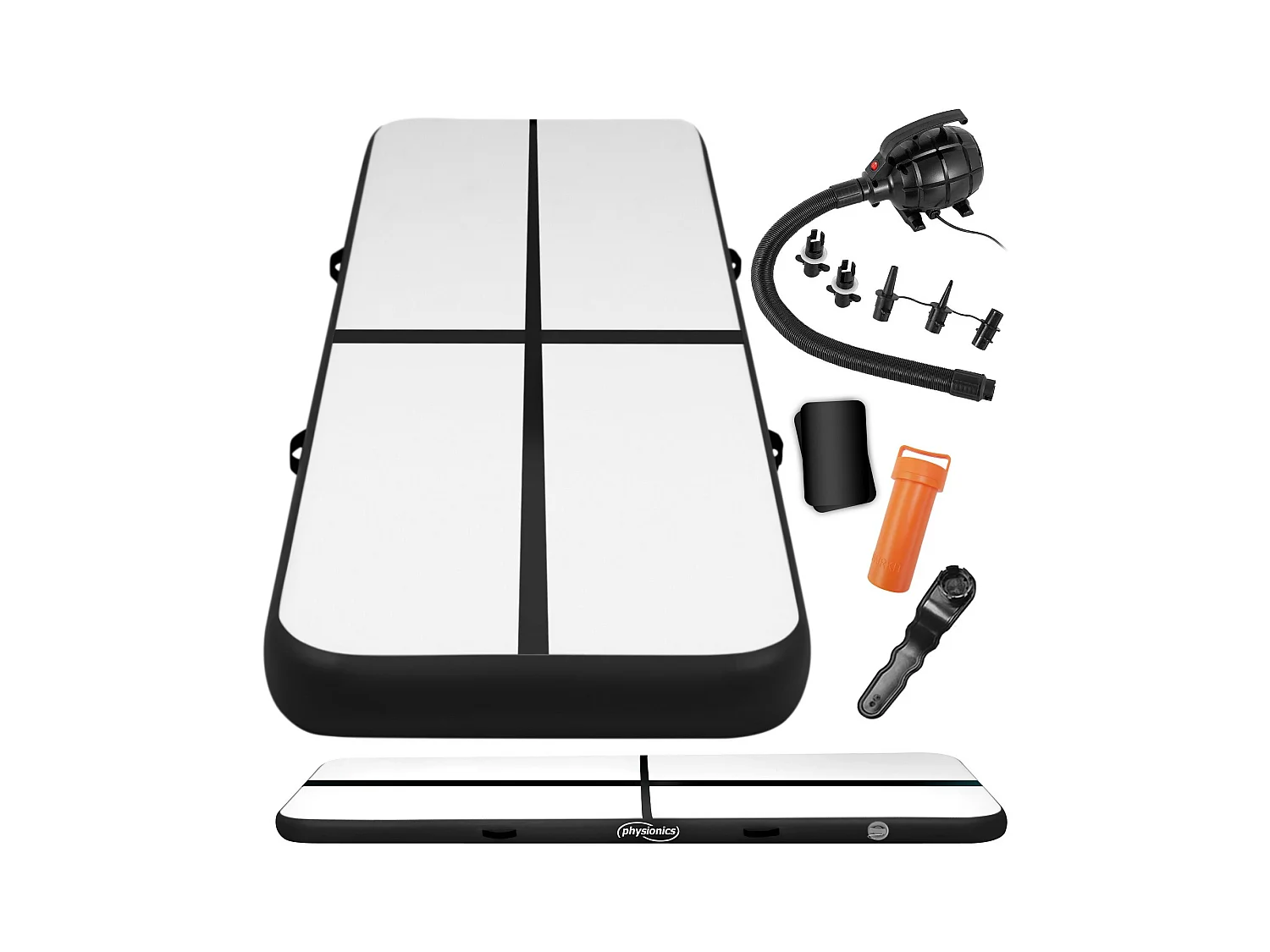 Tapis de gymnastique / Tapis de yoga - 300 x 100 x 10 cm - avec pompe électrique - noir