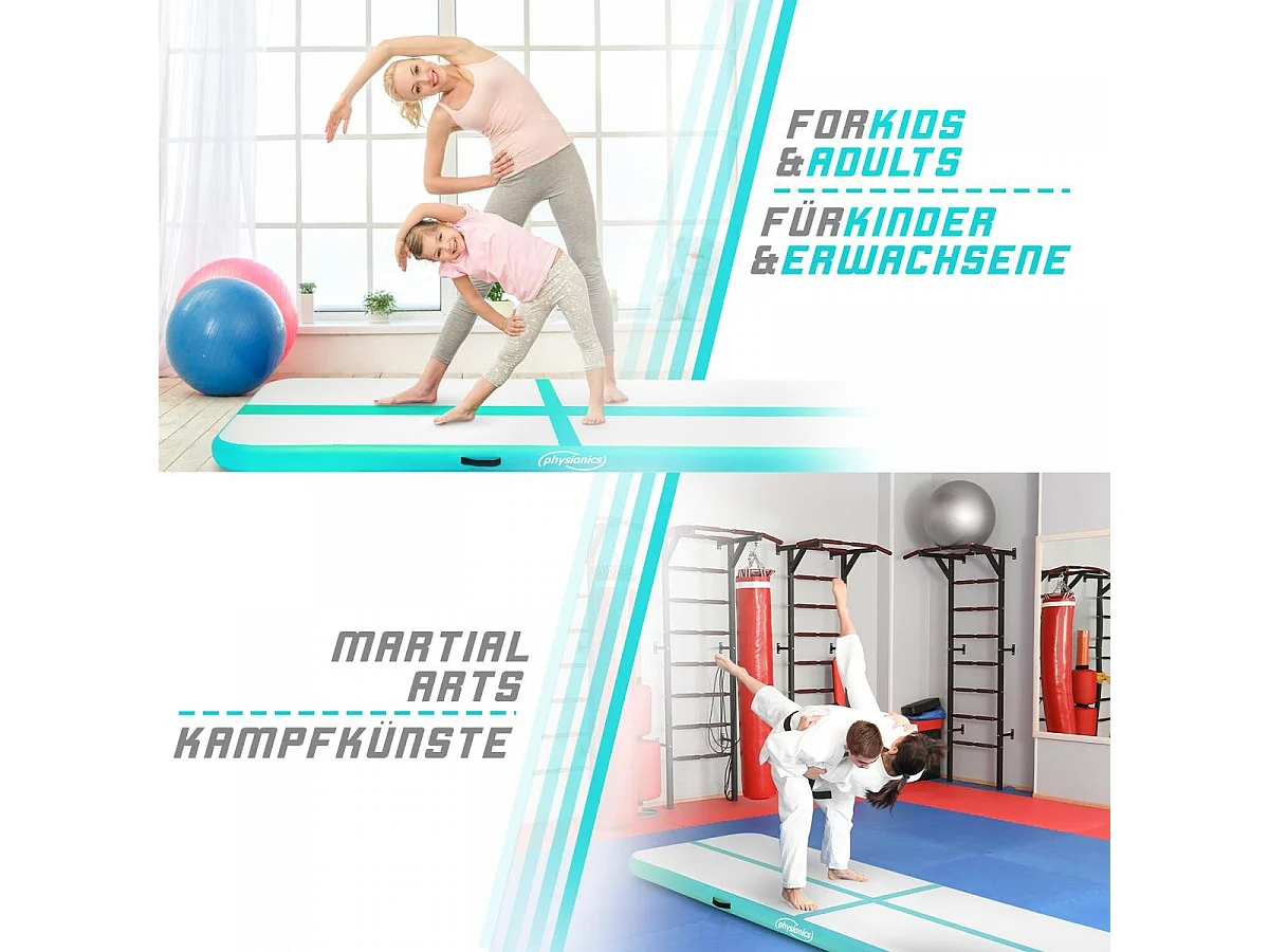 Turnmat / Yogamat - 300 x 100 x 10 cm - met elektrische pomp - Mintgroen