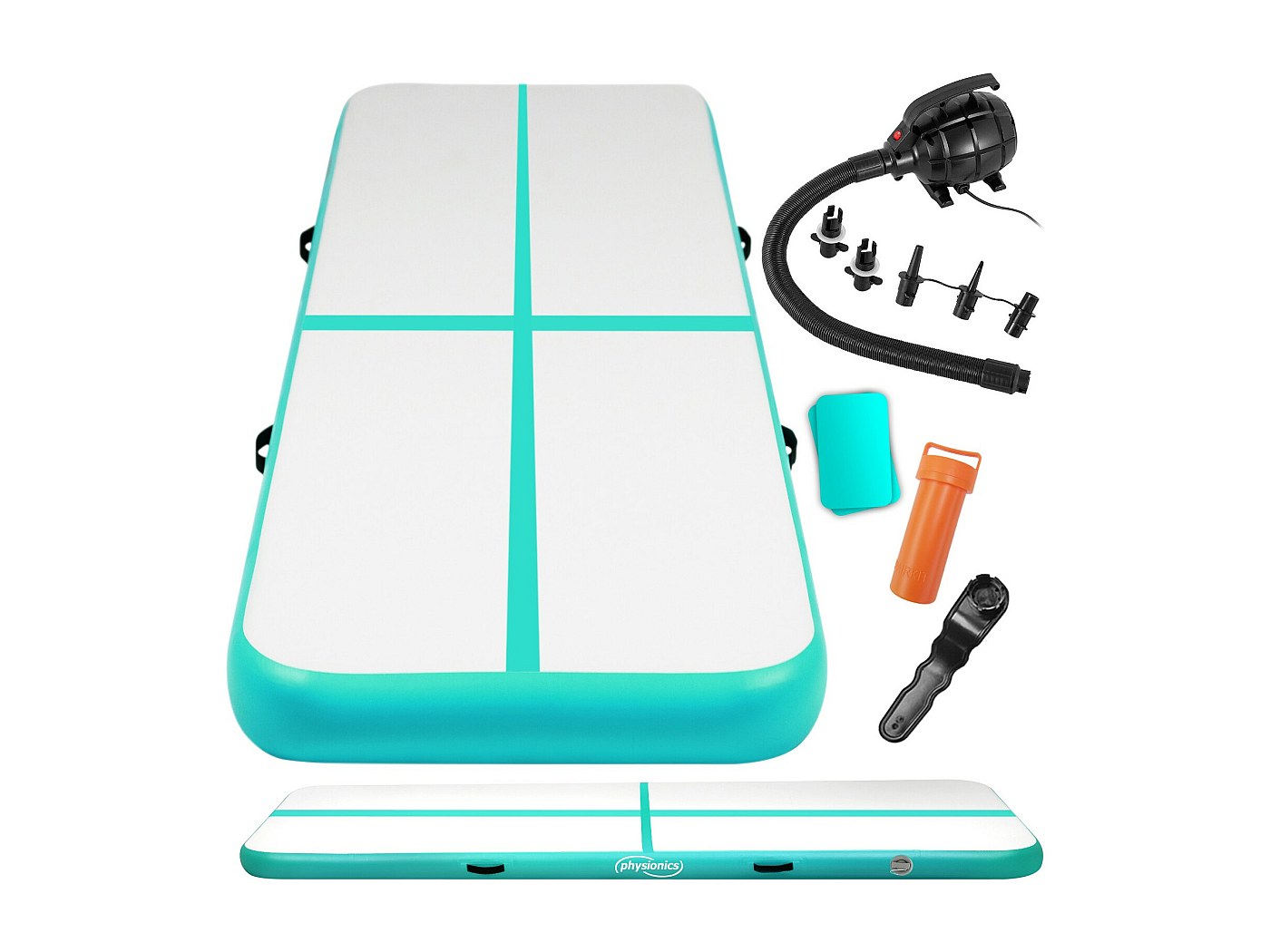 Tapis Gymnastique Gonflable Pvc Haute Densité Air Track 300x100x10 Cm - Tapis Gonflable Gym Bleu/gris Avec Pompe Et Kit Réparation Tapis Sport Gonflable