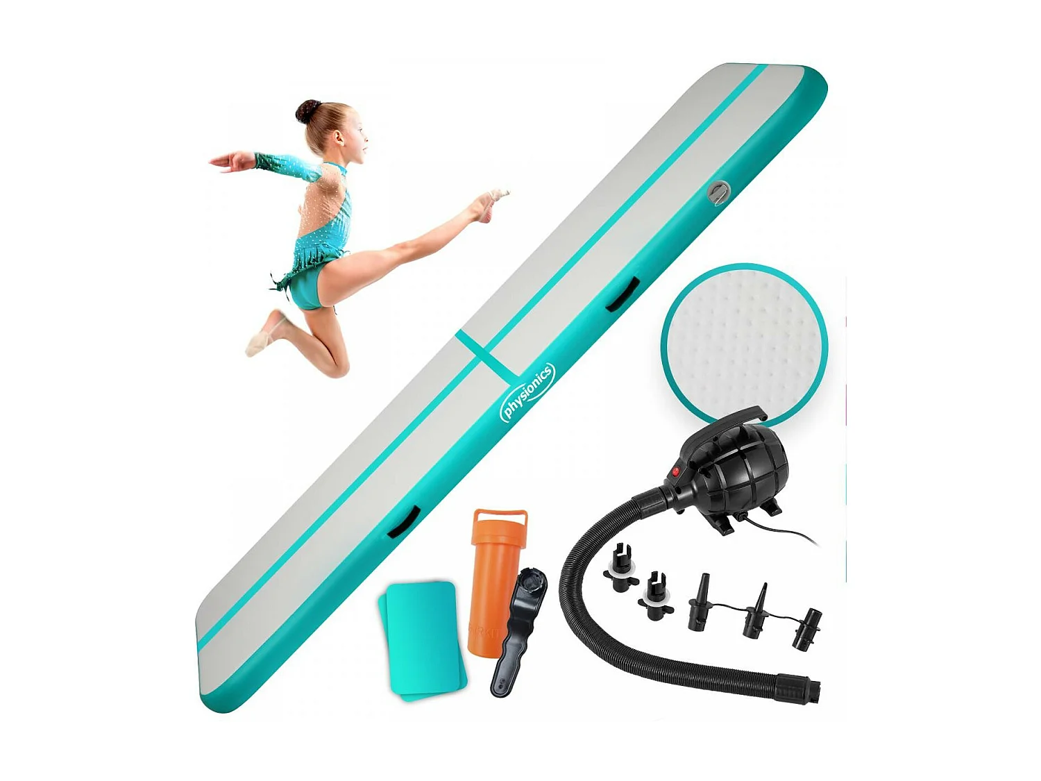 Turnmat / Yogamat - 300 x 100 x 10 cm - met elektrische pomp - Mintgroen